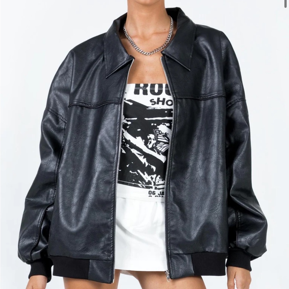 Princess polly goldsmith faux leather bomber jacket